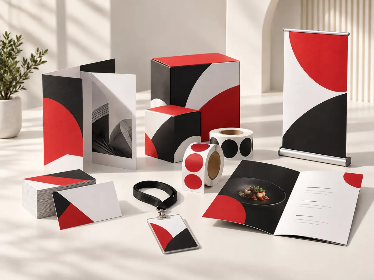 CallToPrint red and black print product showcase